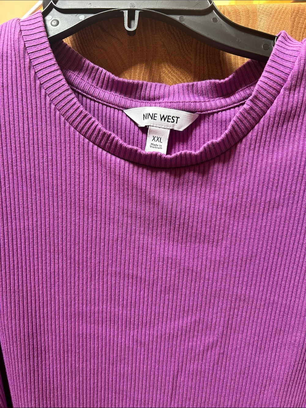 Nine West Purple Ruffled Ribbed Tank Top - Picture 2 of 3